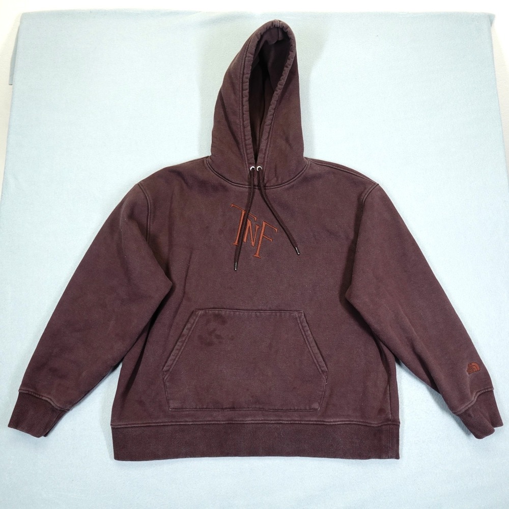 The North Face Hoodie Womens L Brown TNF Embroidered Logo Pullover Sweatshirt
